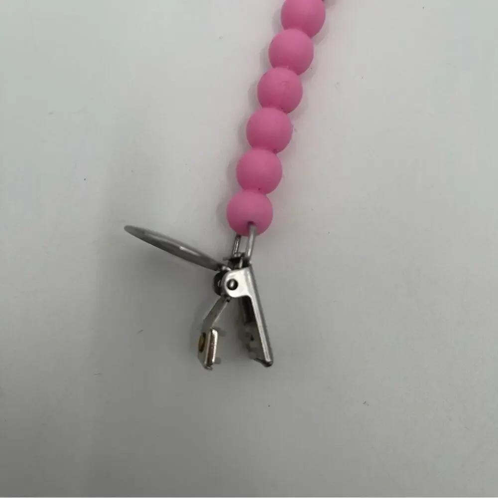 RYAN AND ROSE Pacifier Judy Cutie Clip Pink Silicone Baby Toddler Teether 7”